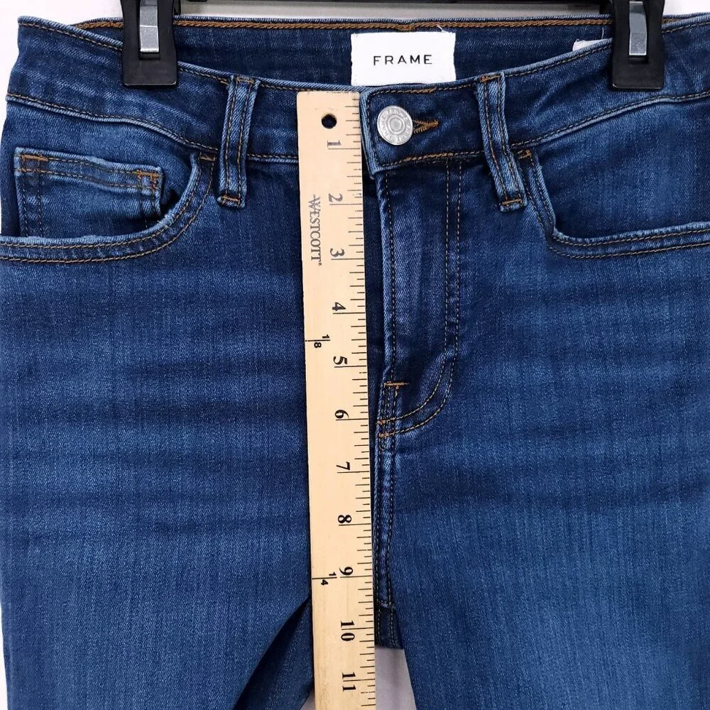 Frame Jeans Le Crop Mini Boot Womens Size 25 Blue Whiskered Cut-off Raw Hem - Picture 7 of 15
